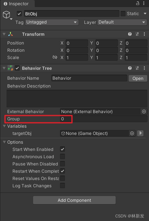 我們可以在 BehaviorTree 元件上看到有一個 Group 參數。