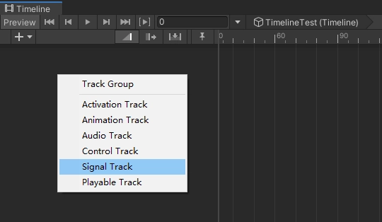 在 Timeline 中建立 Signal Track 訊號軌道。