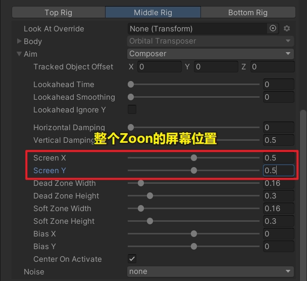 Screen X 和 Screen Y 是用來調整整個 Zone 的螢幕位置的。