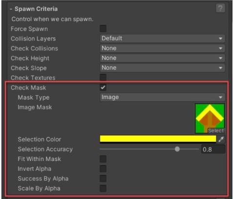 當您選擇使用影像遮罩(Image Mask)時，您的原型(Prototype)上會顯示一個名為「遮罩設定(Mask Settings)」的新區域，可讓您將此原型(Prototype)關聯到遮罩上您希望其產生的顏色，並設定其餘與產生相關的設定。