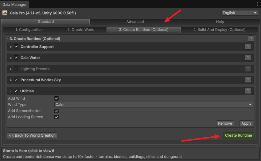 點擊 Create Runtime 按钮即可。