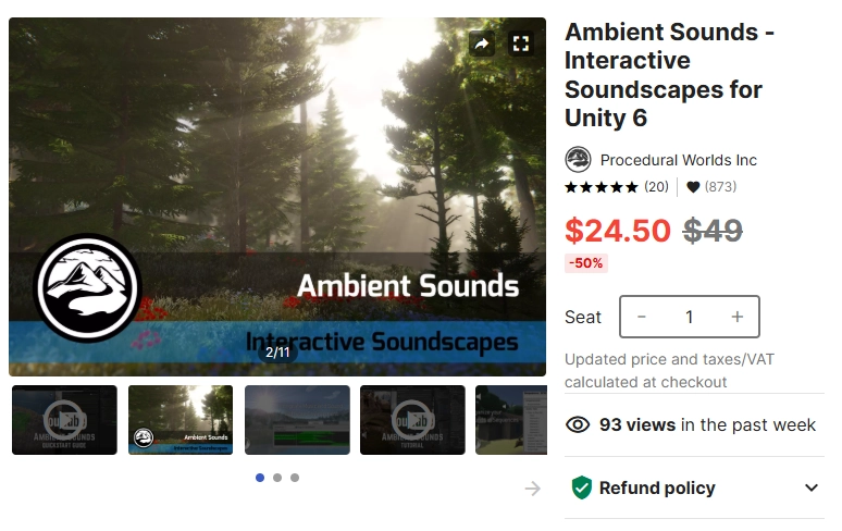 Asset Store 下載連結：Ambient Sounds