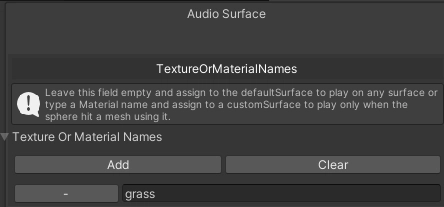 在這裡,你可以添加你想要此 Custom Surfaces 自定义表面播放的 Material or Texture name 材质或纹理名称。