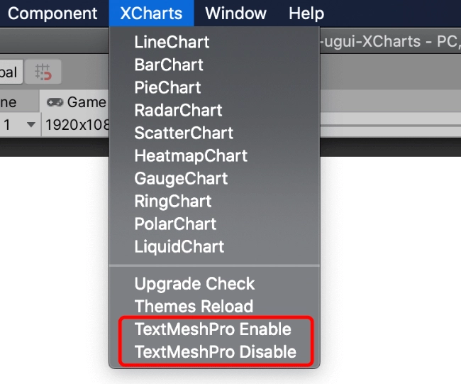 XCharts 支援 TextMeshPro，但預設是不開啟的，需要自己手動切換。可透過以下方式開啟和關閉