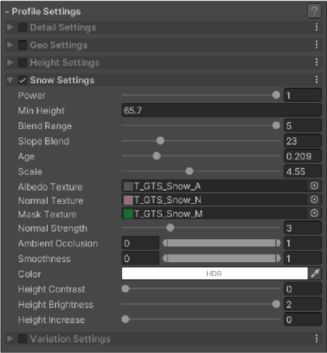 5．Snow Settings (雪效設定)