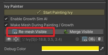 我們把葉子大小調小，調整參數後可以點選 Re-mesh Visible 按鈕，就會依照調整後的參數重新運算。