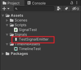 建立一個訊號發射器資源（Signal Emitter），在 Project 視圖右键菜单 - Create - Signal。