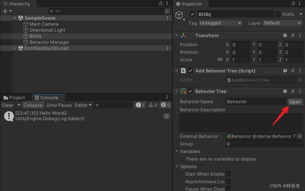 我們可以點擊 BehaviorTree 組件上的 Open 按鈕。
