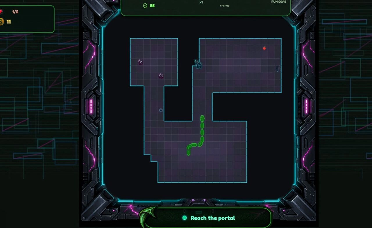 14-《Snake Gridbreaker》經典貪食蛇方格移動與傳送門目標