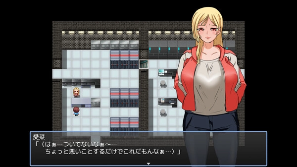 《人間牧場〜更生篇〜》主角愛菜在牧場報到時的 RPG 地圖畫面