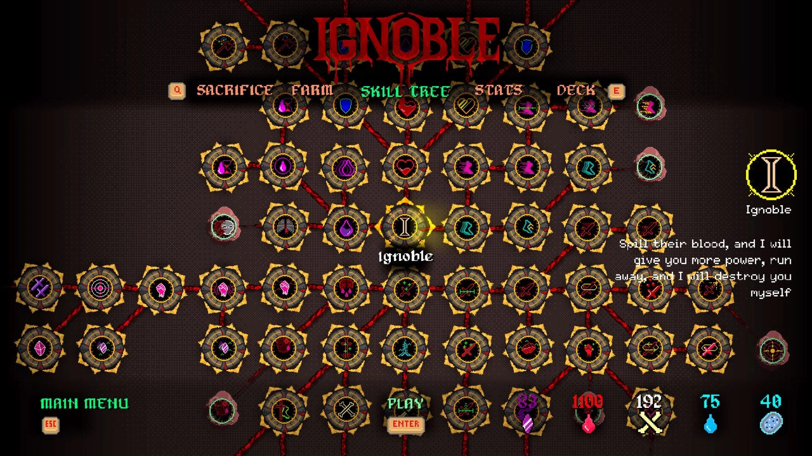 《不義轉生 IGNOBLE》技能樹與永久成長系統