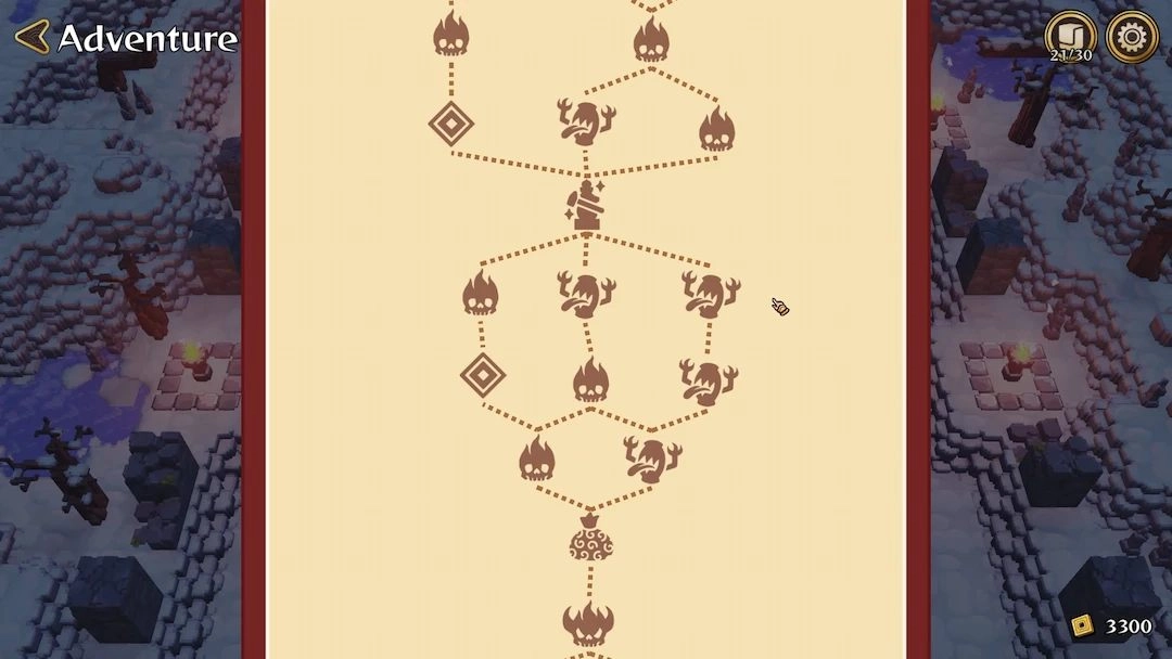 《Sengodai》Roguelike 冒險地圖，呈現多條可選擇的分岔路線與事件節點