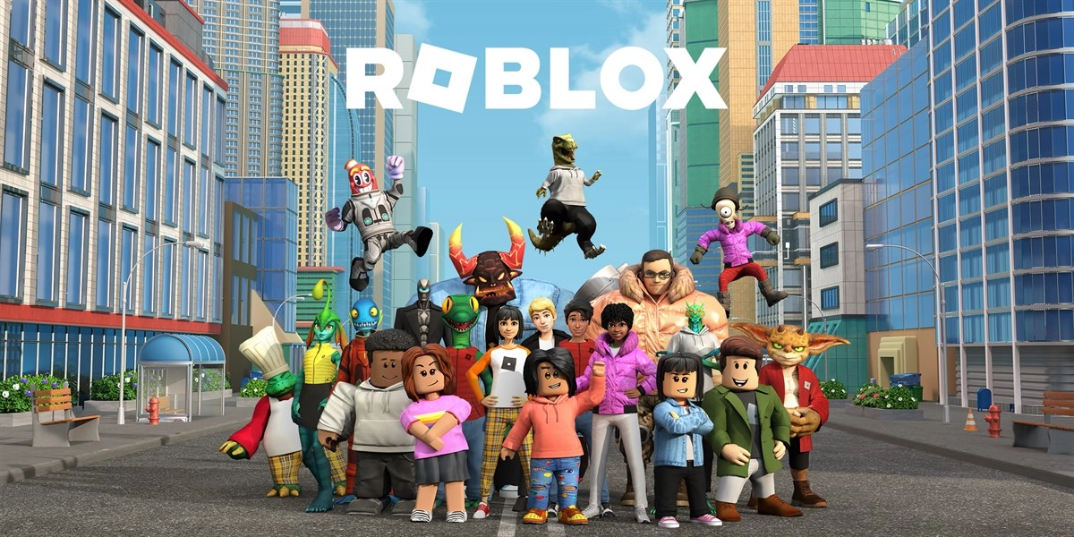 Alpha 世代都在玩什麼主視覺，Roblox 官方主視覺中各式玩家虛擬角色齊聚街頭