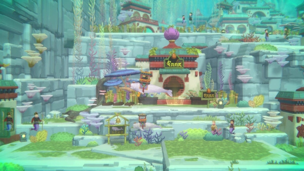 《潛水員戴夫》攻略，魚人村全景，第三章之後開放的海馬賽跑與商店都在這裡