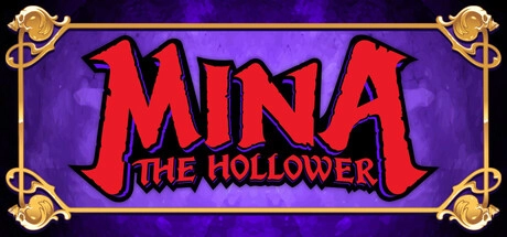 《Mina the Hollower》主視覺 KeyArt，哥德式暗紫色外框中的紅色遊戲標題logo