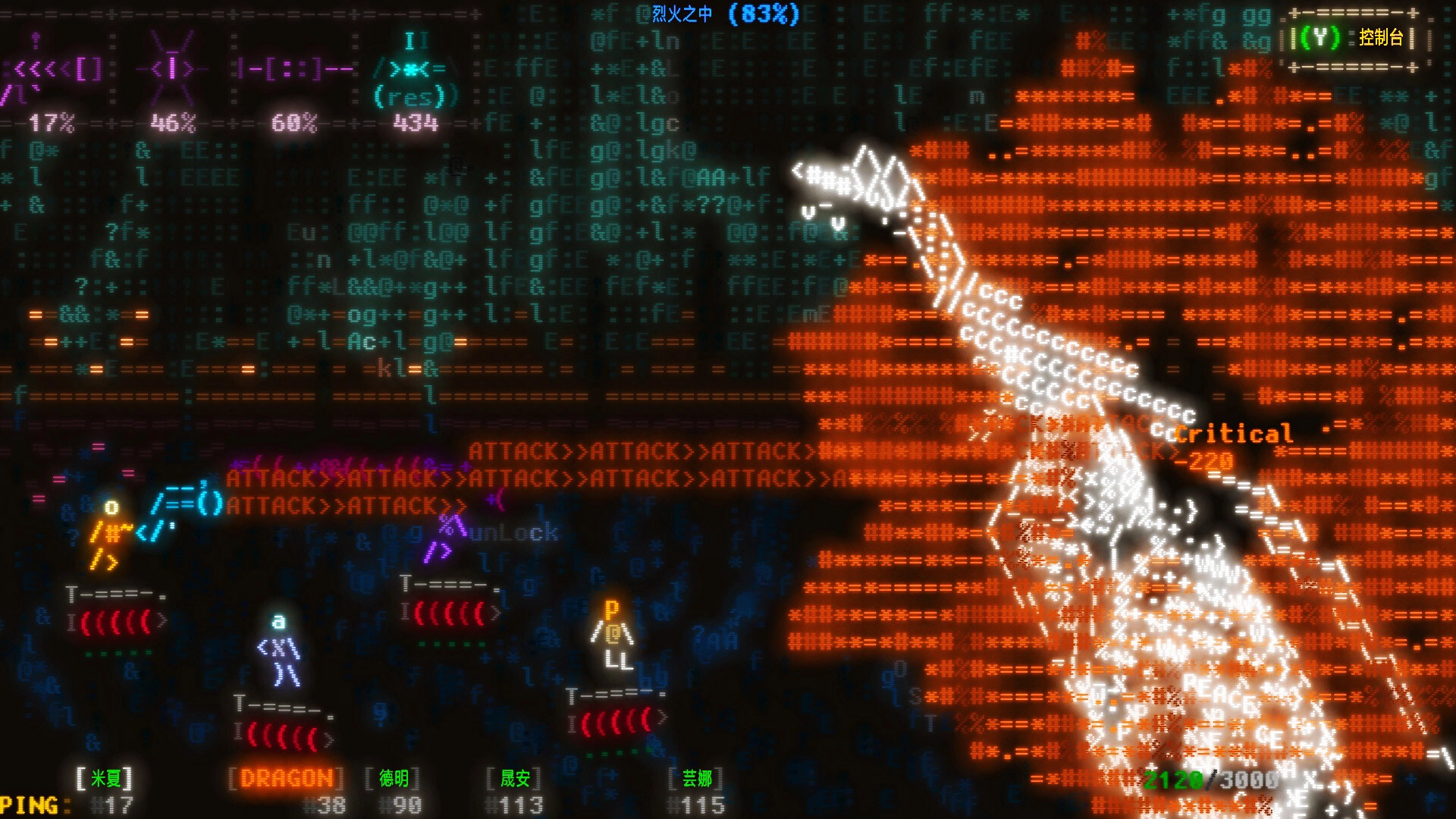 《Effulgence RPG》ASCII-in-3D 美術風格的戰鬥畫面